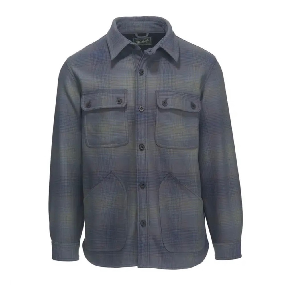 Woolrich West Ridge Cotton Fleece Shirt Jacket Shacket Chore Coat Gorpcore Men M - Picture 2 of 16